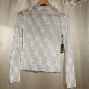 Liberty Love Sheer White Blouse with Long Sleeves